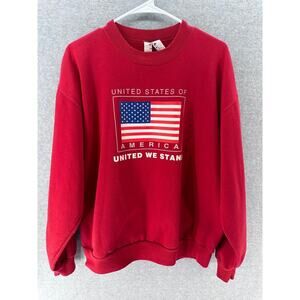 Vintage Jerzees USA Women's sz L American Flag Red Sweatshirt Activewear 90s Y2K